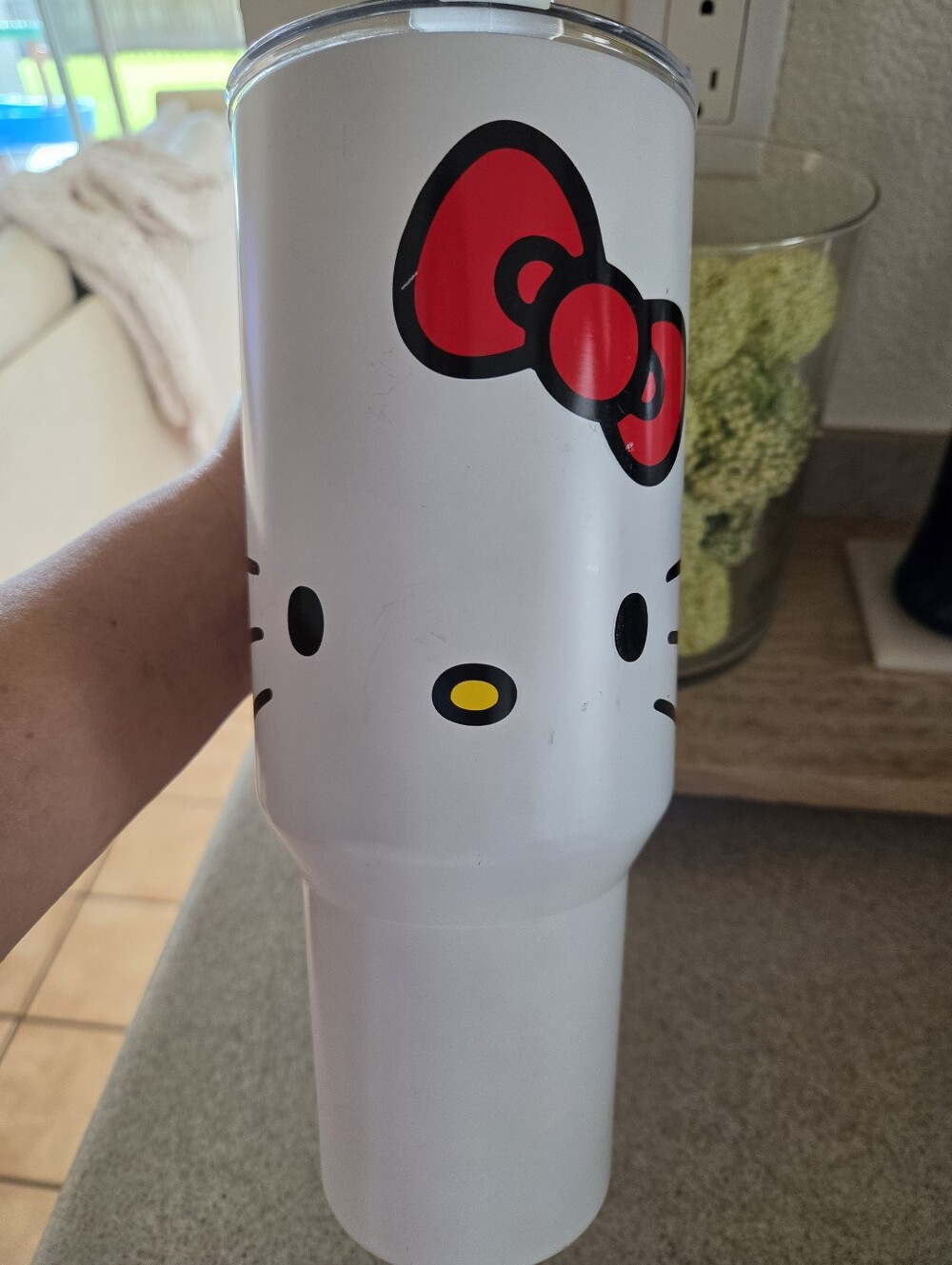 Hello Kitty White Tumbler with Red Bow Accent